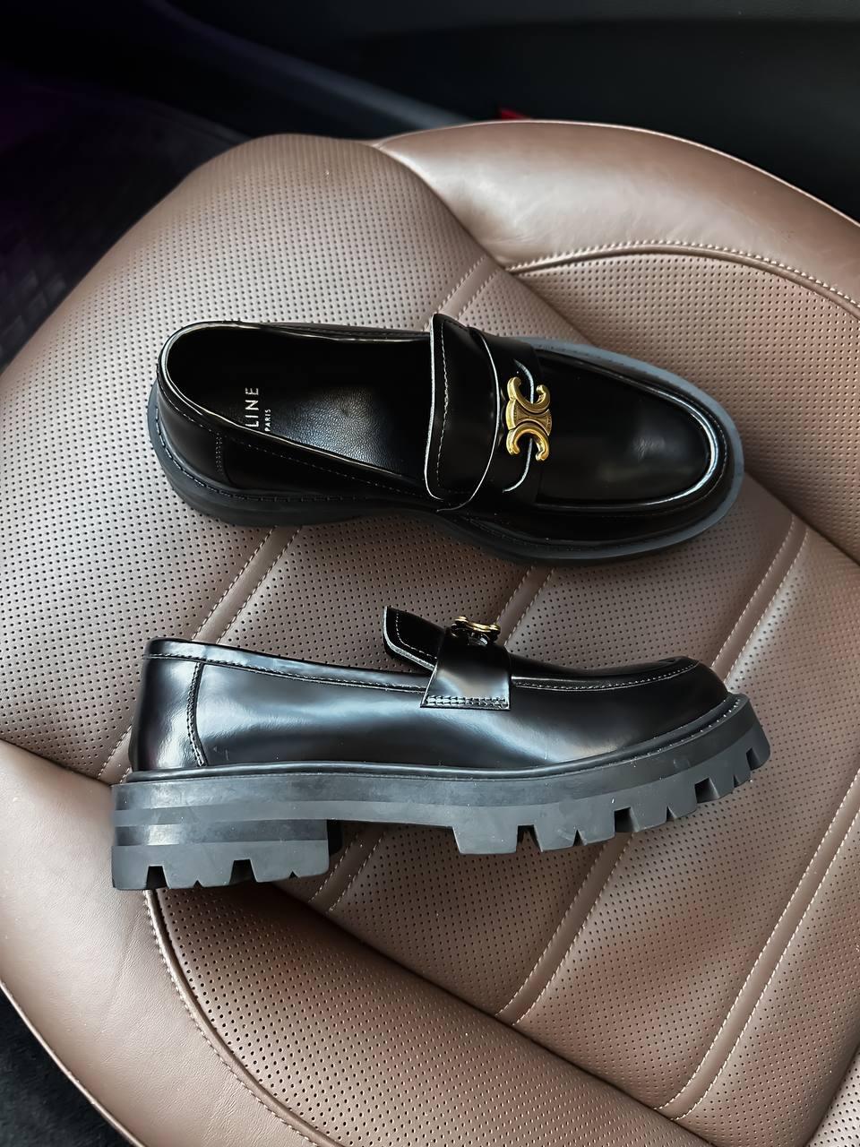 Женские осенние ботинки CELINE loafers Premium (черные) низкие повседневные боты CL001 Селин тренд - фото 8 - id-p2076401678