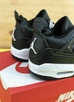 Чоловічі кросівки Nike Air Jordan 4 Black/White (чорно-білі) повсякденні кроси 7296 Найк топ, фото 2