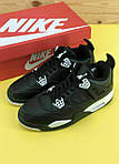 Чоловічі кросівки Nike Air Jordan 4 Black/White (чорно-білі) повсякденні кроси 7296 Найк топ, фото 3