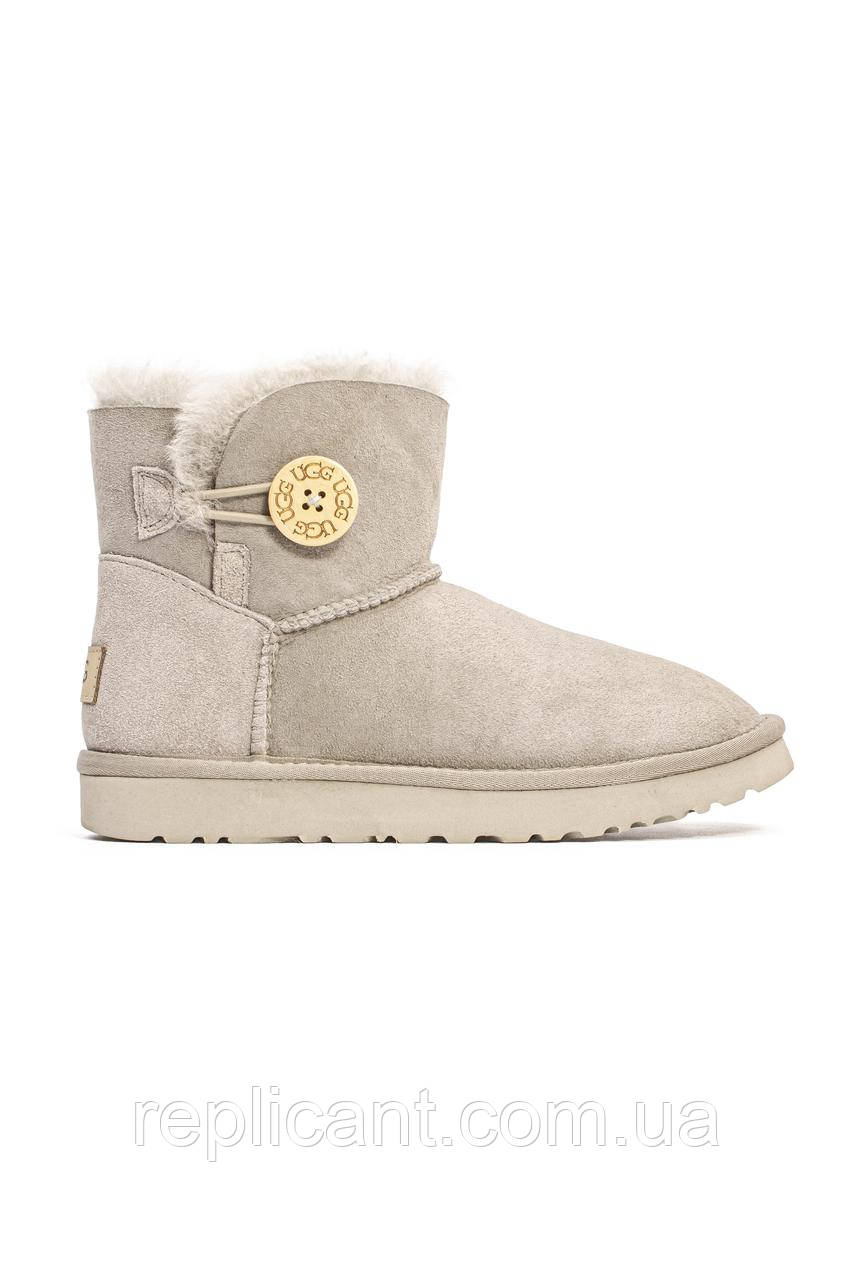 Жіночі черевики UGG Bailey Button Light Grey Mini уги зимові, фото 1