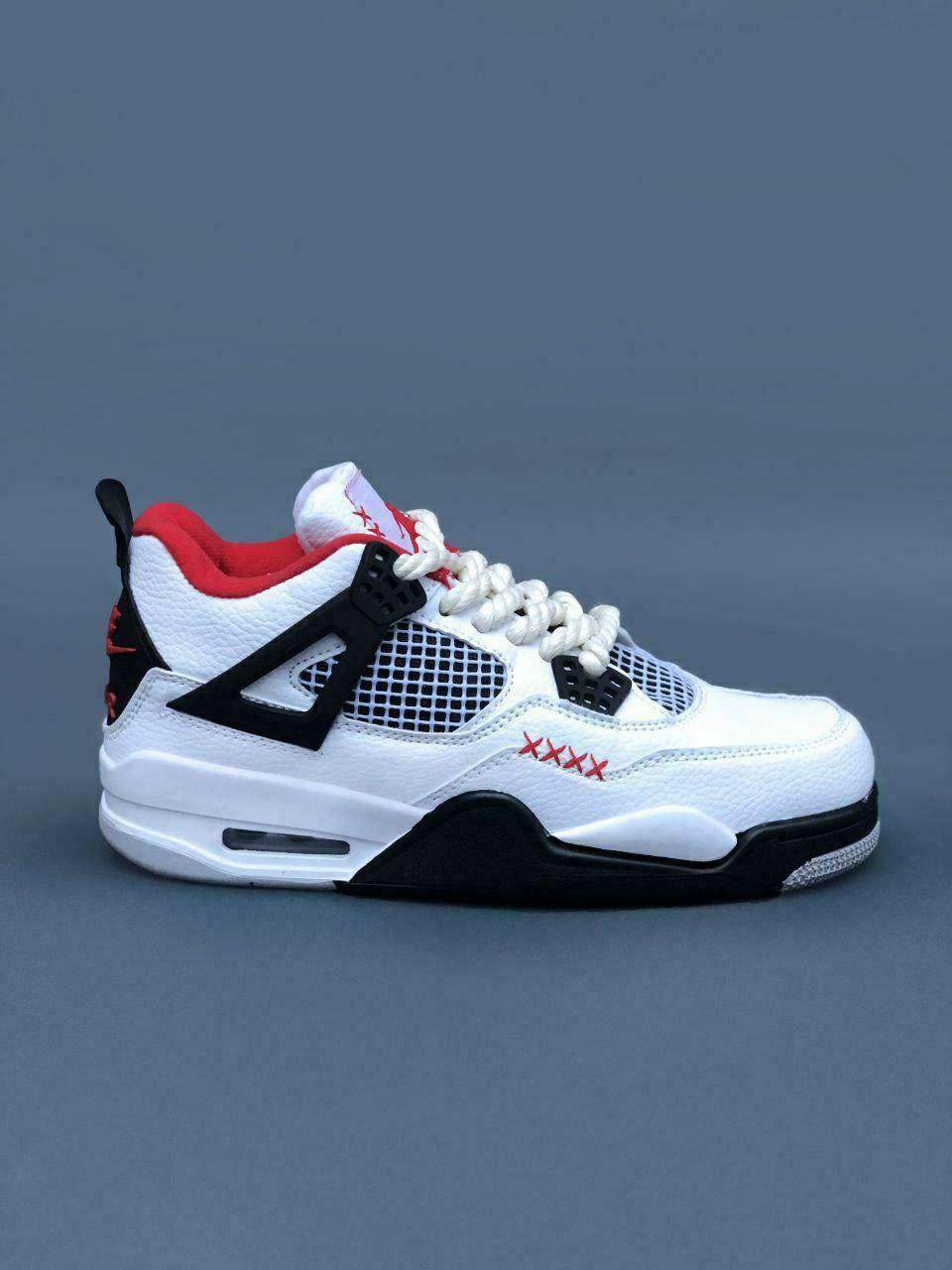 Чоловічі кросівки Nike Air Jordan 4 Retro Red White (білі з червоним) повсякденні 7362 Найк топ, фото 1