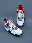 Чоловічі кросівки Nike Air Jordan 4 Retro Red White (білі з червоним) повсякденні 7362 Найк топ, фото 5