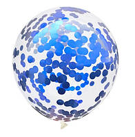 Латексна кулька з синім конфеті 12" 30см Китай