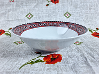 Набор керамических тарелок салатников 12шт 18см 'Вышиванка красное и черное