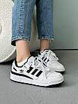 Чоловічі кросівки Adidas Forum Low White/Black (біло-чорні) стильні кроси A00106 Адідас топ, фото 6
