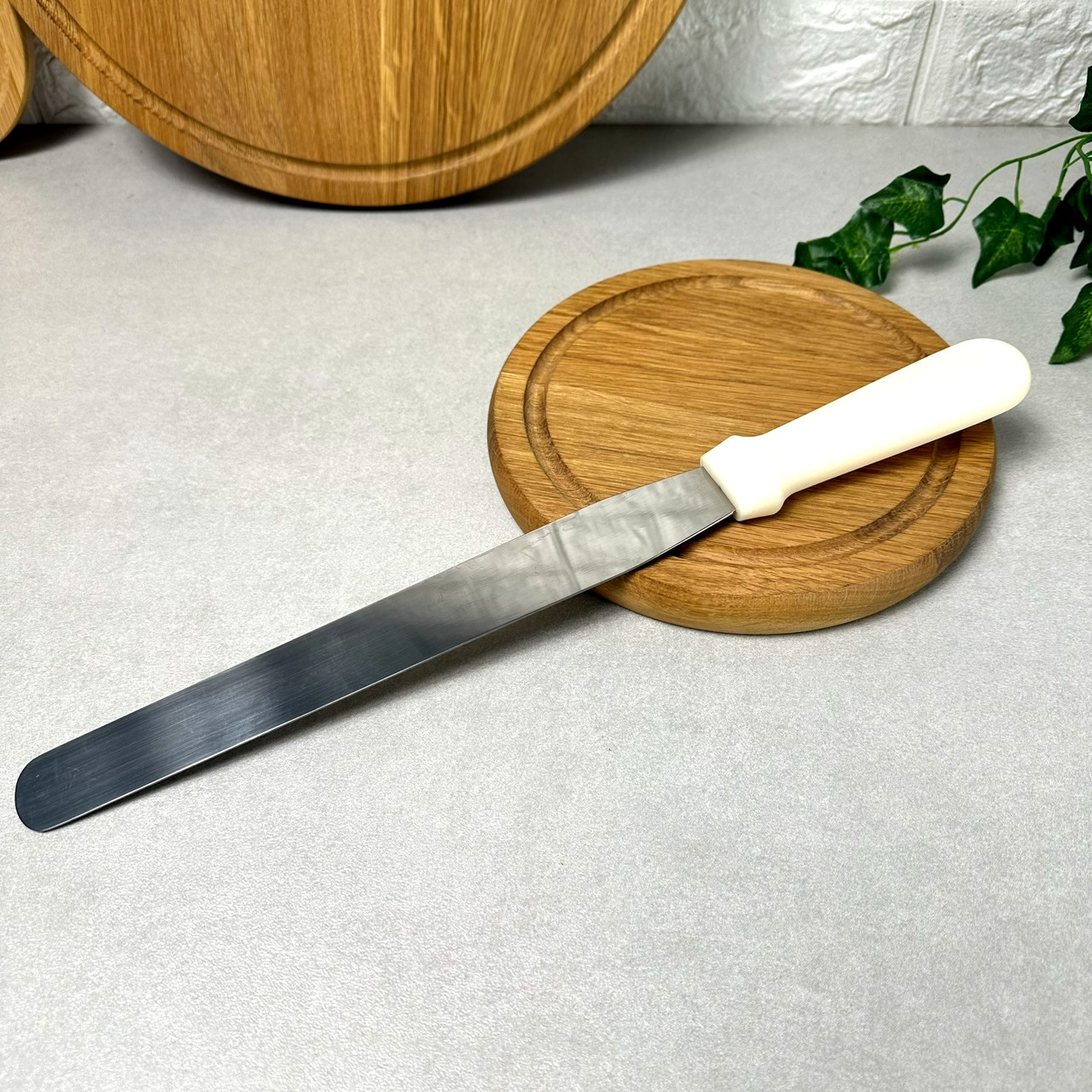 Металевий кондитерський шпатель 38 см Малий Milk, нержавіюча сталь, для крему та глазурі