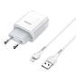 Зарядний пристрій Hoco 2USB + кабель Lightning C73A White, фото 4