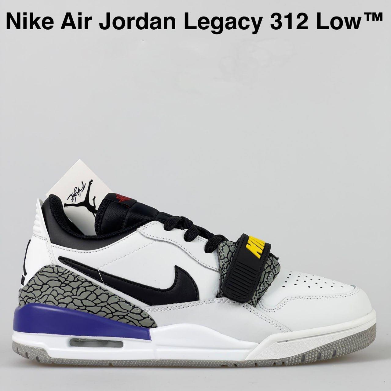 Чоловічі кросівки Nike Jordan Legacy 312 Low (білі з чорним/фіолетовим) стильні 12013 Найк топ, фото 1