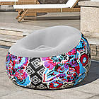 Надувне велюрове крісло-груша 112х112х66 см Bestway 75111 Кольорове Крісло для дому та тераси, фото 5