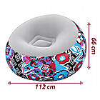 Надувне велюрове крісло-груша 112х112х66 см Bestway 75111 Кольорове Крісло для дому та тераси, фото 9