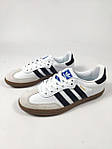 Чоловічі кросівки Adidas Samba (біло-чорні) стильні повсякденні кроси D459 Адідас топ, фото 5