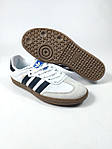 Чоловічі кросівки Adidas Samba (біло-чорні) стильні повсякденні кроси D459 Адідас топ, фото 8