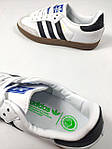 Чоловічі кросівки Adidas Samba (біло-чорні) стильні повсякденні кроси D459 Адідас топ, фото 6