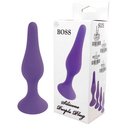 Анальная пробка Boss Silicone Purple Plug - Large, фото 2