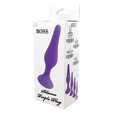Анальная пробка Boss Silicone Purple Plug - Large, фото 3