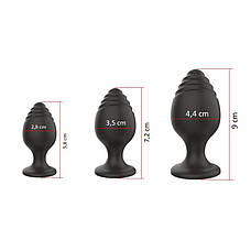 Набор анальных пробок Boss Series Silicone Anal Plugs Set black, фото 2