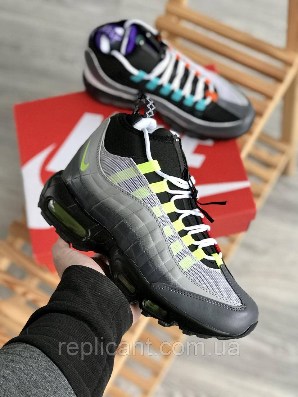 Мужские зимние кроссовки Nike 95 Sneakerboot gray (термо) зимові кросівки на хутрі