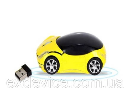 Мишка машинка оптична бездротова комп'ютерна Mouse Car жовтий