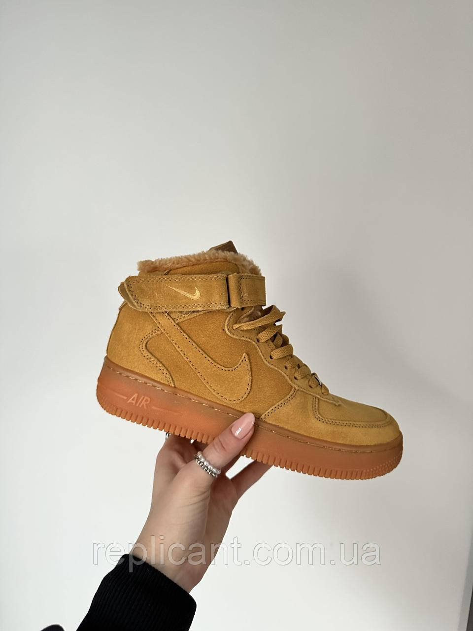 Кроссовки Nike Air Force Beige High Fur кросівки найк, фото 1