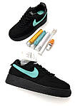 Чоловічі кросівки Nike Air Force 1 Low Tiffany & Co (чорні) низькі стильні кросівки D479 Найк топ, фото 4