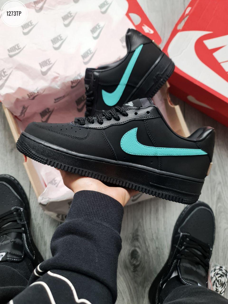 Чоловічі кросівки Nike Air Force 1 Low Tiffany & Co (чорні) стильні кросівки 1273TP Найк топ, фото 1