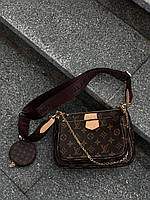 Женская сумка Louis Vuitton Multi Pochette Total Brown (коричневая) модная стильная сумка AS016 тренд