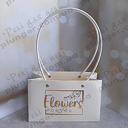 Кошик для квітів, зефірних та пряничних букетів Білий