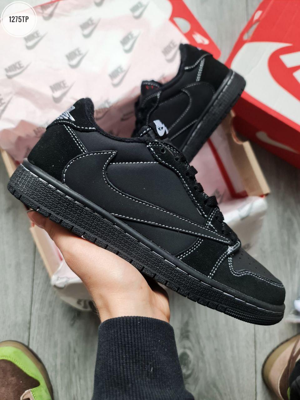 Чоловічі кросівки Nike Air Jordan 1 Low OGxTravis Scott Black (чорні) повсякденні 1275TP Найк топ, фото 1