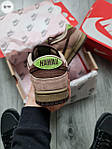 Чоловічі кросівки Kickshawaii x Nike SB Dunk Low (коричневі із зеленим) демісезонні кроси 1277TP Найк топ, фото 2