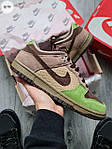 Чоловічі кросівки Kickshawaii x Nike SB Dunk Low (коричневі із зеленим) демісезонні кроси 1277TP Найк топ, фото 7