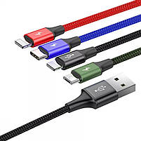 Кабель Baseus Fast 4-in-1 Cable (Lightning+Type-C(2)+Micro) 3.5A (1.2m), фото 6