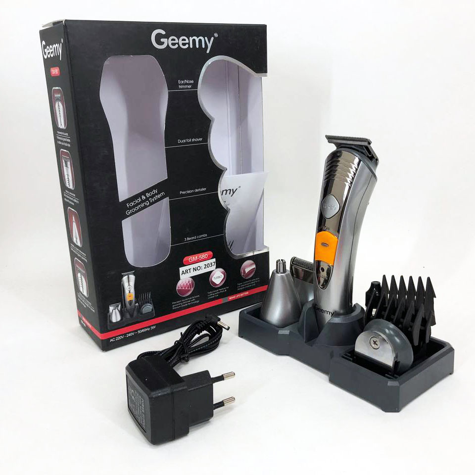 Набір для стрижки Pro Gemei GM-580 тример 7в1 для стрижки волосся, гоління бороди, для носа та вух, стайлер