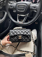 Женская сумка Chanel 1.55 Black Gold (чёрная) маленькая сумочка для девушки AS256 топ