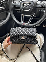Женская сумка Chanel 1.55 Black Grey (чёрная) удобная сумочка для девушки AS255 топ