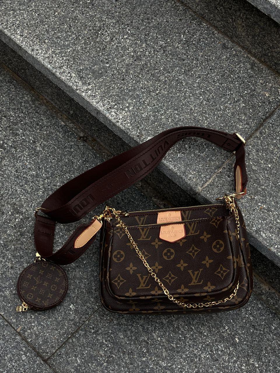 Жіноча сумка Louis Vuitton Super Pochette Brown Bag (коричнева) модна стильна сумка torba0054 топ, фото 1