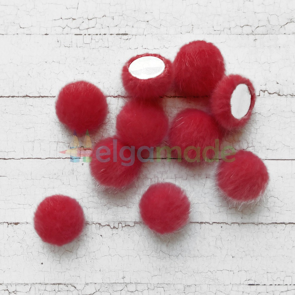 Кабошон хутряний ЧЕРВОНИЙ, 1.6 см, 1 шт, фото 1