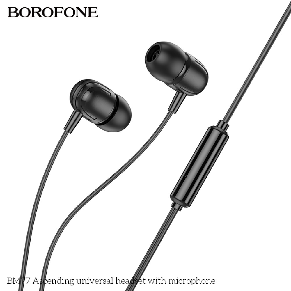 Навушники Borofone BM77 Ascending universal з мікрофоном, Чорний