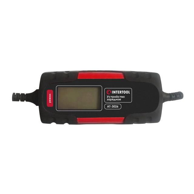 Зарядний пристрій INTERTOOL AT-3026, 6/12В, 1/4.5А, 230В, зимовий режим заряджання, дисплей, ємність АКБ 1.2-120 Аг