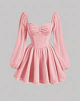 Платье из плотной костюмки M-L, Розовый