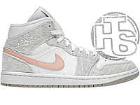 Женские кроссовки Air Jordan 1 Mid Light Iron Ore Grey Pink DN4045-001