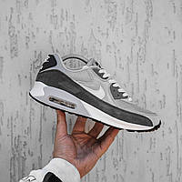 Мужские демисезонные кроссовки Nike Air Max 90 (серые) модные повседневные кроссы 2434 Найк тренд