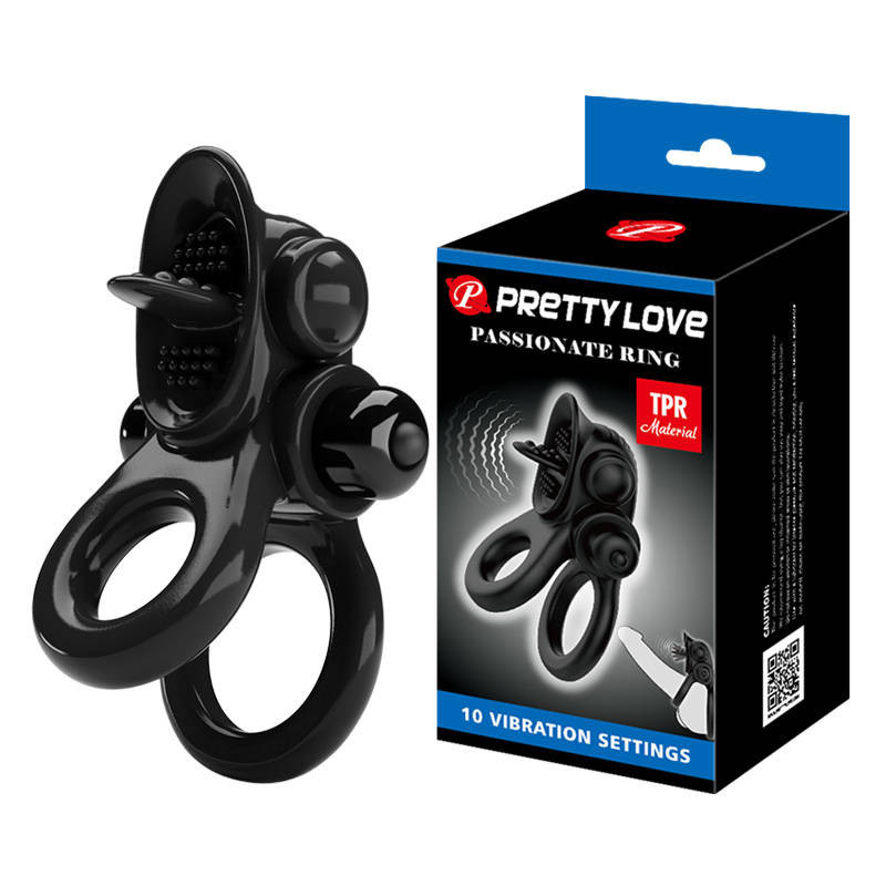 Двойное виброкольцо с язычком для клитора Pretty Love Passionate Ring, BI-210239