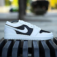 Мужские демисезонные кроссовки Nike Air Jordan 1 Low Panda (белые с черным) повседневные кроссы 2024 Найк топ