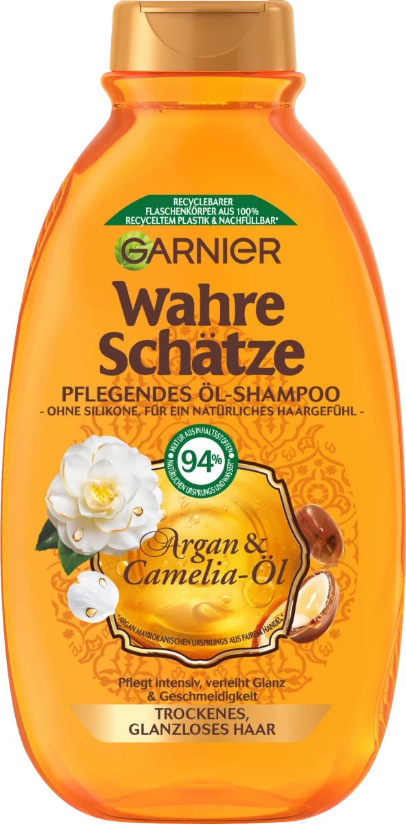Шампунь для волосся GARNIER Wahre Schätze Argan&Camelia-Öl, 300 мл.
