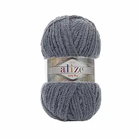 Пряжа (нитки) плюшева Софті Плюс Алізе 87 сірий Alize 1D6D9-2