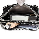 Шкіряна жіноча сумка з натуральної шкіри. Сумочка жіноча маленька модна з текстильним ремінцем, фото 6