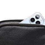 Шкіряна жіноча сумка з натуральної шкіри. Сумочка жіноча маленька модна з текстильним ремінцем, фото 8