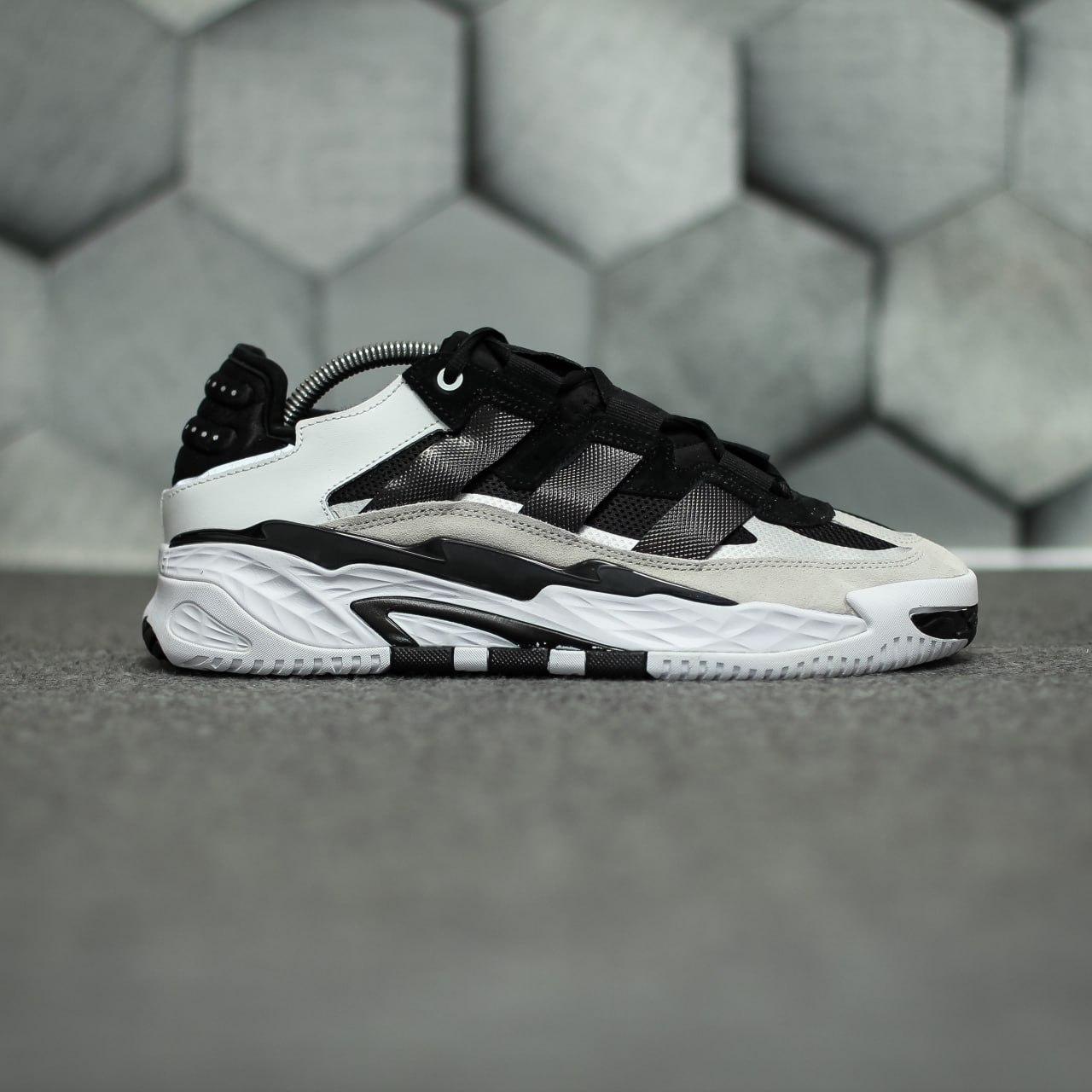 Чоловічі демісезонні кросівки Adidas Niteball (білі з чорним) стильні повсякденні кроси 1835 Адідас топ, фото 1