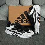 Чоловічі демісезонні кросівки Adidas Niteball (білі з чорним) стильні повсякденні кроси 1835 Адідас топ, фото 4