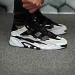 Чоловічі демісезонні кросівки Adidas Niteball (білі з чорним) стильні повсякденні кроси 1835 Адідас топ, фото 5